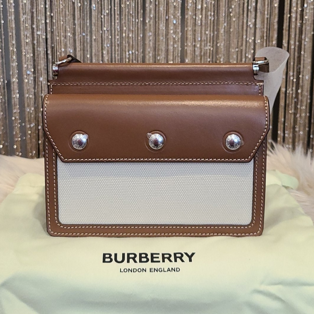 🔥BURBERRY HORSEFERRY MINI CANVAS & LEATHER BAG! - Picture 2 of 14